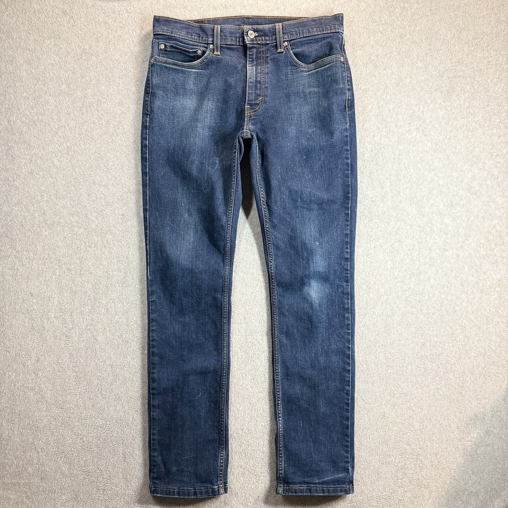 Levis Jeans Mens 34x32 Blue 511 Slim Straight Flex Stretch Zip Denim Pants Faded